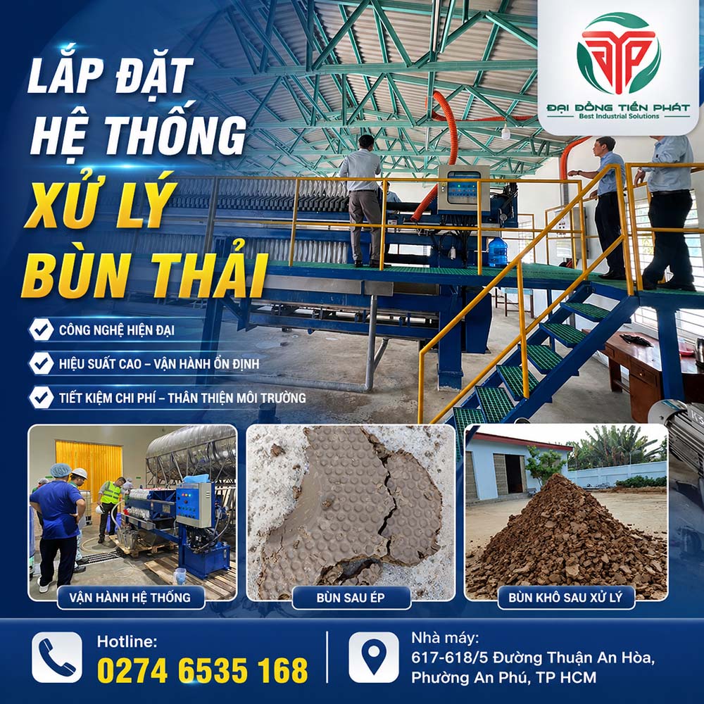 Lắp đặt hệ thống xử lý bùn thải