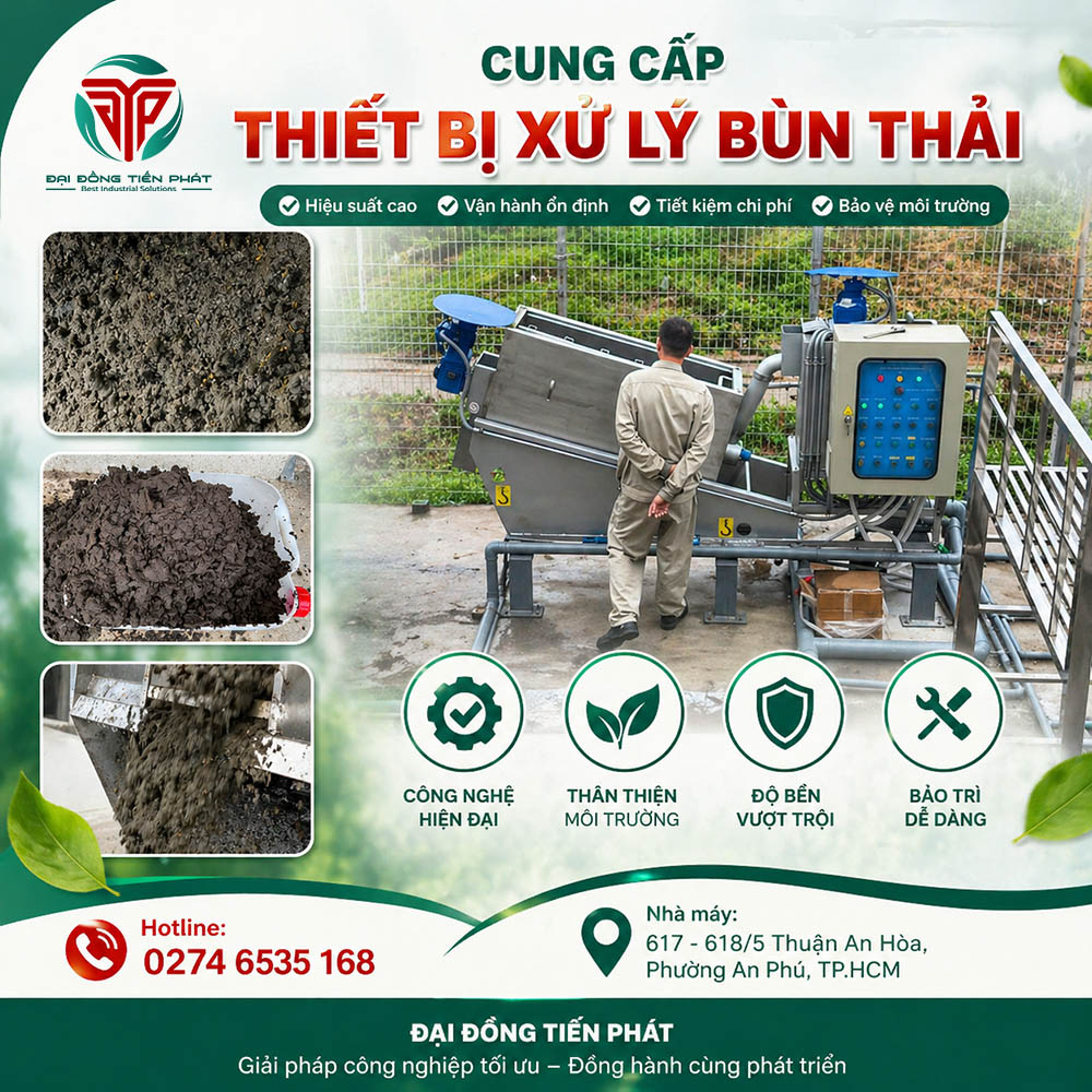 máy ép bùn trục vít chính hãng