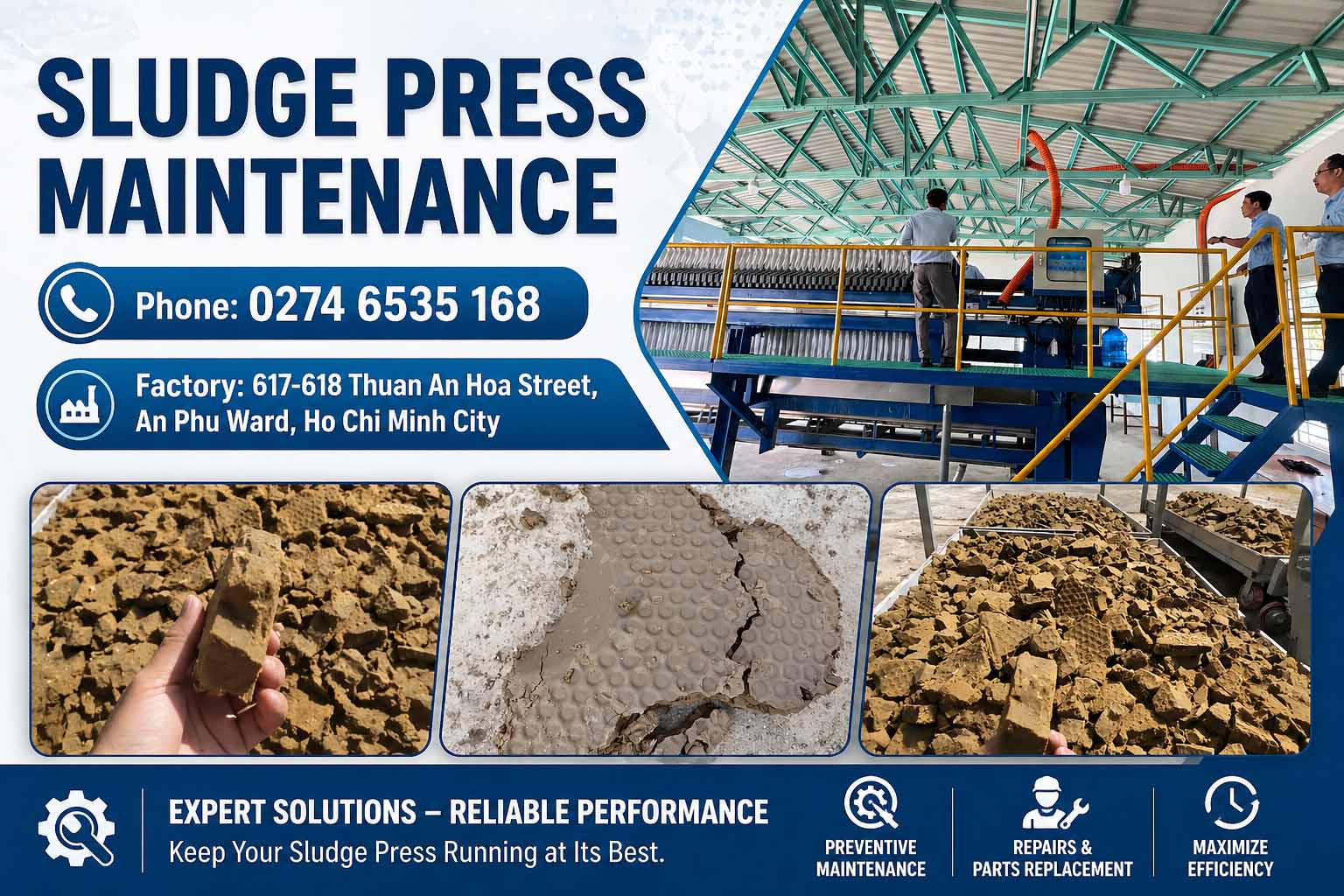 Sludge press maintenance