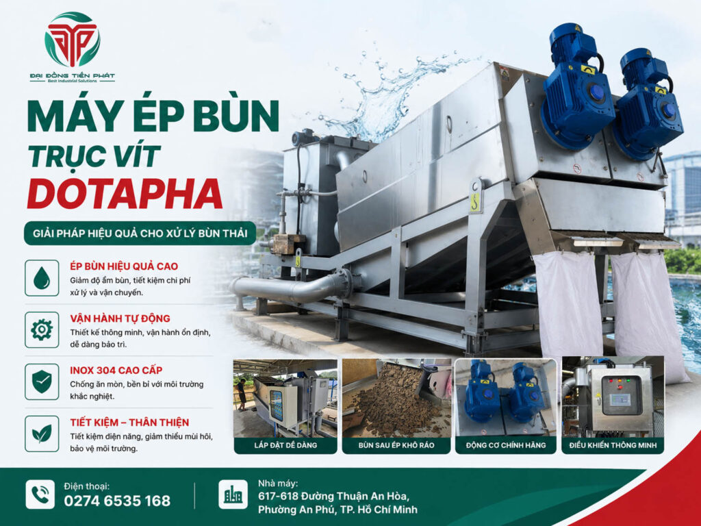 Máy ép bùn trục vít Dotapha chất lượng cao