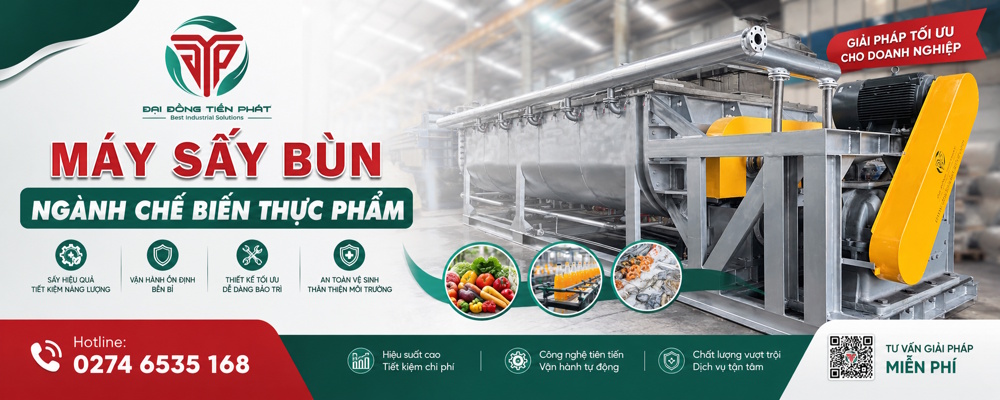 Máy sấy bùn ngành chế biến thực phẩm giúp giảm chi phí xử lý hiệu quả