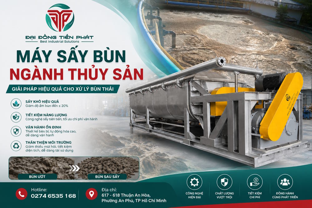 Máy sấy bùn ngành thủy sản